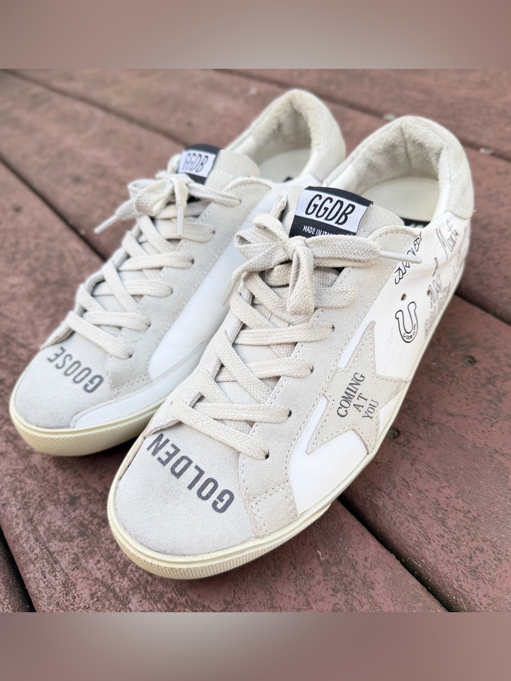 Golden Goose Superstar Texas Journey Sneakers EU 40 US 9 White Leather Italy